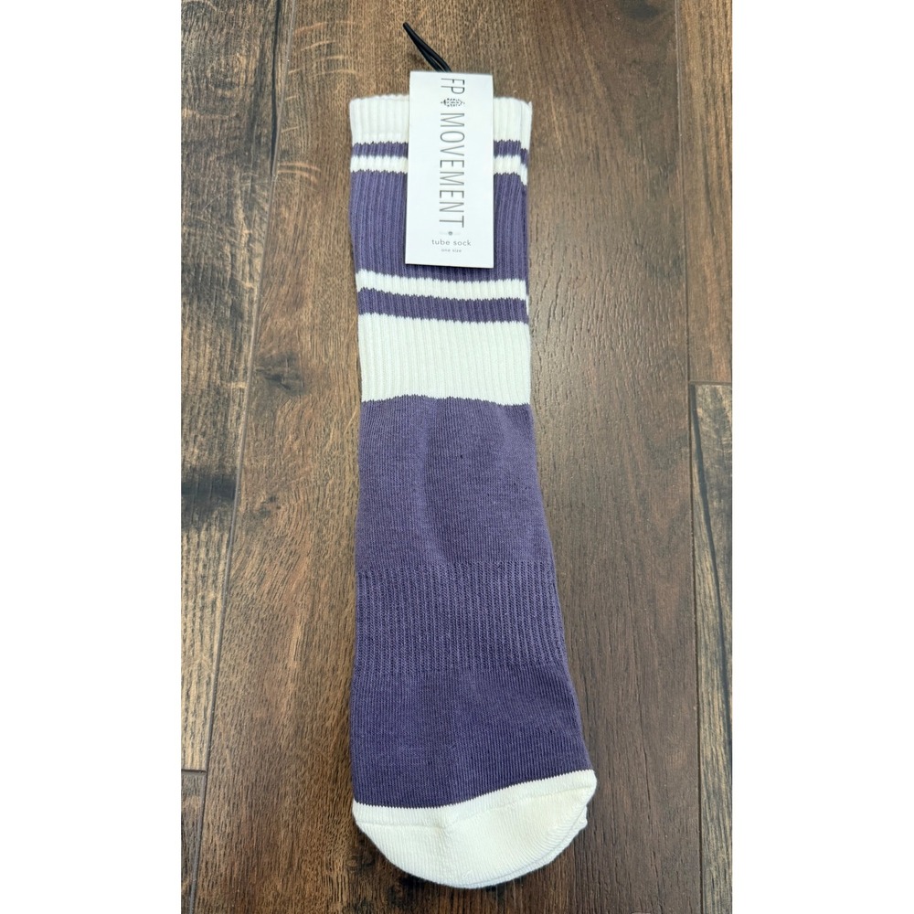 FP Movement Tube Sock Womens OS Purple NWT Striped Lucky Honey Crew Activewear